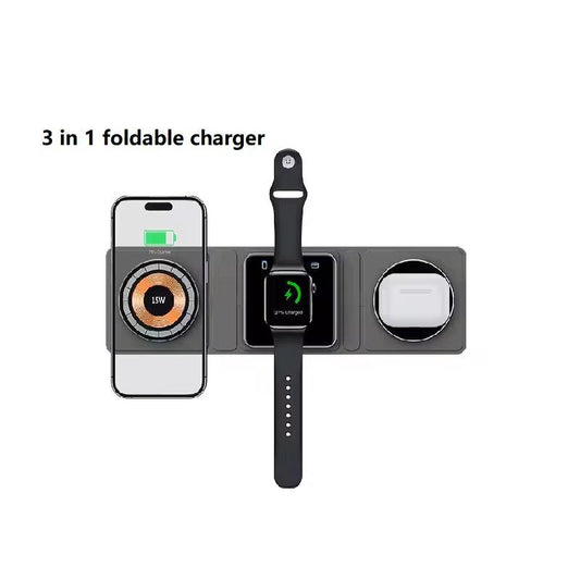 Multiple Devices Travel Magnetic 3 in 1 Foldable Charger for Phone
